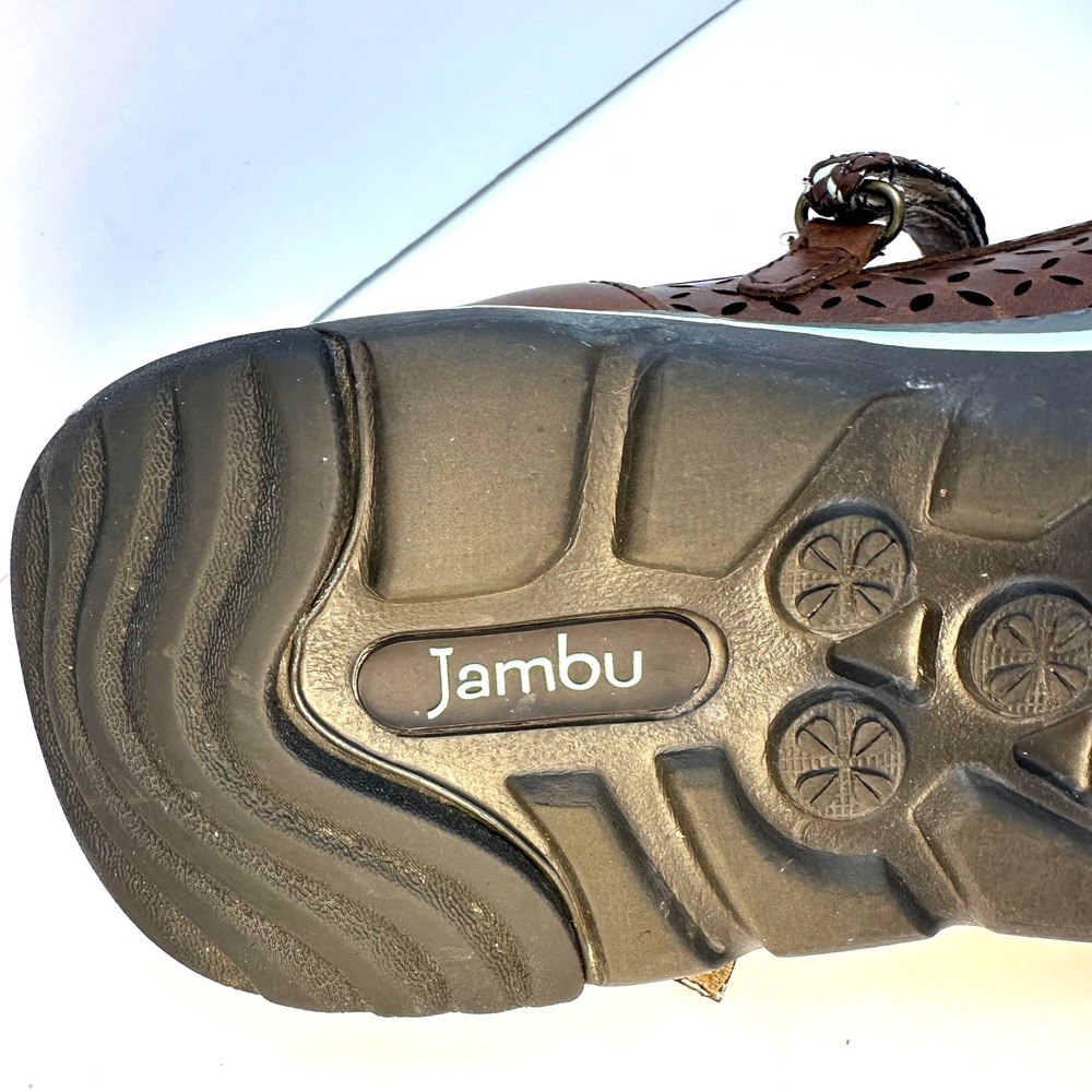 Jambu Bailey MJ Brown Leather Laser Cut Mary Jane Flats Womens 9.5M WJ17BMJ34 - Picture 11 of 14